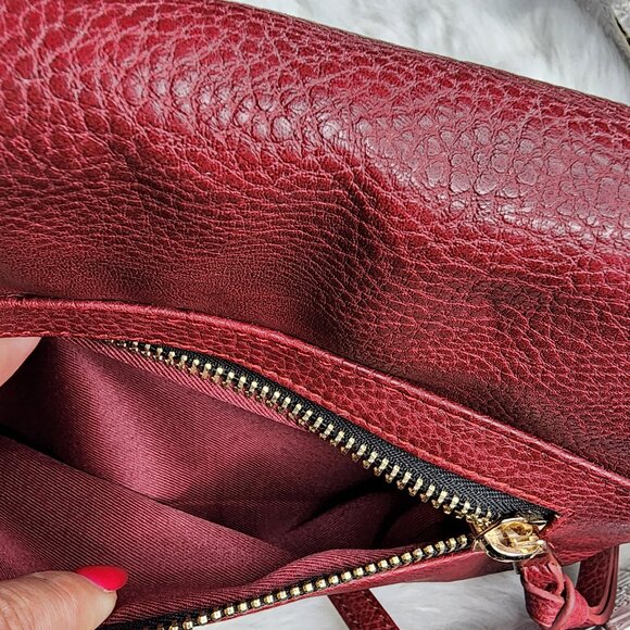 Under One Sky crimson faux leather crossbody hobo bag - Picture 7 of 10